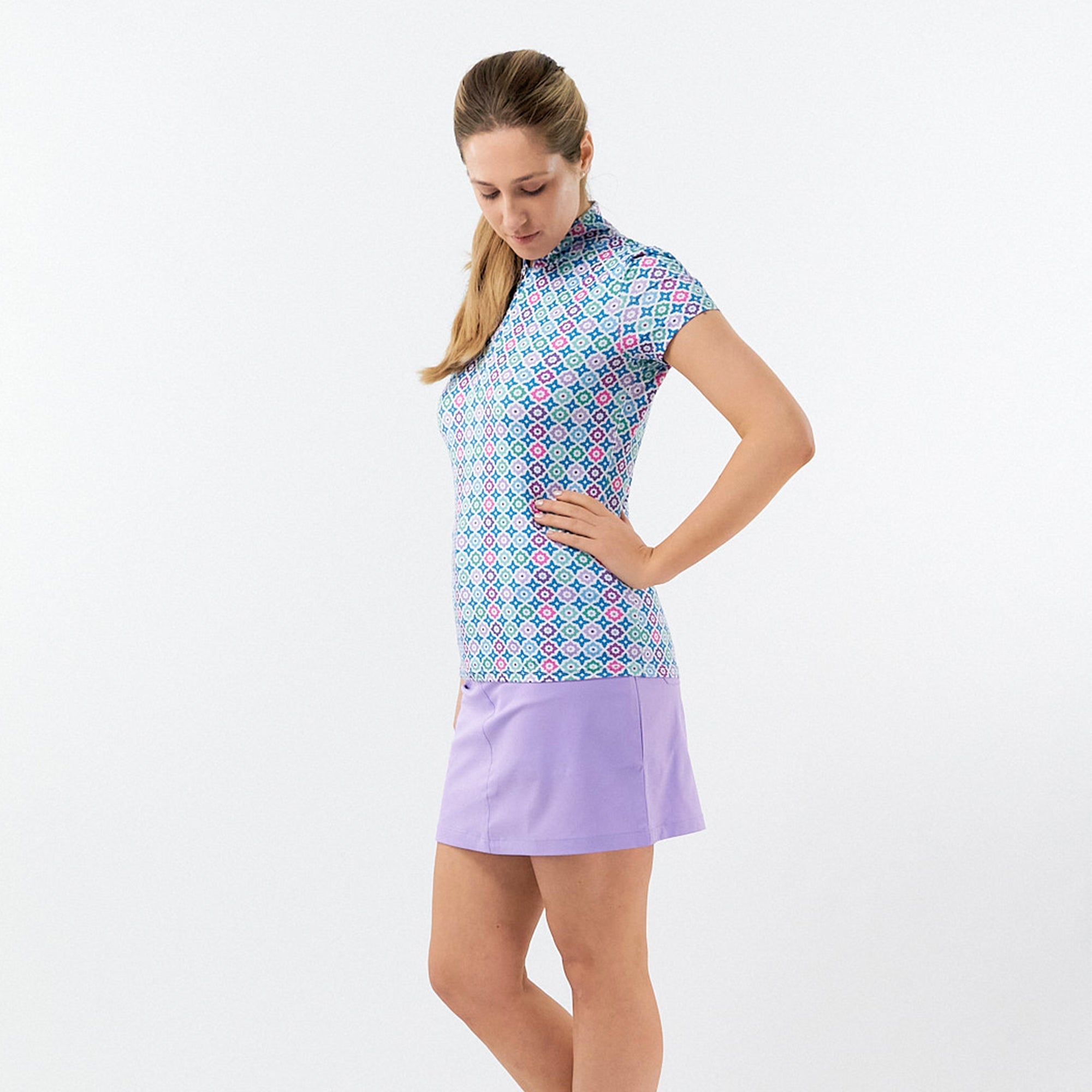 Pure Golf Rise Ladies Golf Polo Shirt Geoflower